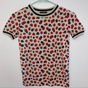 J Crew Raspberries and Blackberries Striped Top